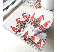 Alfombra De Baño 3 Piezas Christmas GNOME Shining Pine Tree Snowflake Santa Hat Merry Christmas Holiday Alfombrilla Transpirable Alfombra Ducha Antideslizante Juego De 3 Alfombras para Cocina
