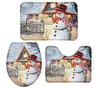 Alfombra De Baño 3 Piezas Christmas Snowman In The Alfombra Ducha Antideslizante Alfombrilla Cómoda Juego de 3 alfombras para Cocina Dormitorio Piso