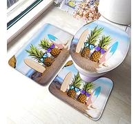 Alfombra De Baño 3 Piezas Couple Pineapples Surfers On The Beach Family Holiday Alfombra Ducha Antideslizante Alfombrilla Absorbente Juego De 3 Alfombras para Cocina Dormitorio Entrada