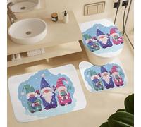 Alfombra De Baño 3 Piezas Cute Christmas Gnomes Cardinal Christmas Snow Juego De 3 Alfombras Antideslizante Alfombra Ducha Transpirable Alfombrilla para Cocina Dormitorio Salón