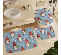 Alfombra De Baño 3 Piezas Cute Christmas Gnomes Santa Claus Cartoon Alfombra Ducha Antideslizante Alfombrilla Transpirable Juego De 3 Alfombras para Cocina Dormitorio Entrada