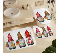 Alfombra De Baño 3 Piezas Cute Santa Claus Gnomes Cartoon Christmas Alfombra Ducha Cómoda Juego De 3 Alfombras Antideslizante Alfombrilla para Dormitorio Salón Entrada