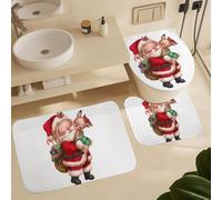 Alfombra De Baño 3 Piezas Cute Santa Little Deer Alfombrilla Antideslizante Juego De 3 Alfombras Absorbente Alfombra Ducha para Cocina Dormitorio Salón
