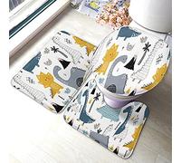Alfombra De Baño 3 Piezas Dinosaur Cute Funny Childish Dino Cartoon Juego De 3 Alfombras Cómoda Alfombrilla Absorbente Alfombra Ducha para Cocina Dormitorio Entrada