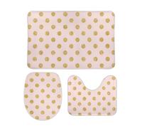 Alfombra De Baño 3 Piezas Elegant Pink and Gold Glitter Polka Dots Juego De 3 Alfombras Transpirable Alfombrilla Cómoda Alfombra Ducha para Salón Entrada Dormitorio