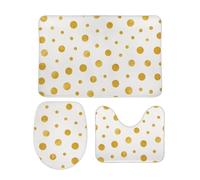 Alfombra De Baño 3 Piezas Elegant Polka Dots White Gold Juego De 3 Alfombras Cómoda Alfombrilla Absorbente Alfombra Ducha para Salón