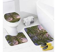 Alfombra De Baño 3 Piezas Enchanted Nature Garden Tree Flowers Alfombra Ducha Cómoda Alfombrilla Antideslizante Juego De 3 Alfombras para Cocina Dormitorio Entrada