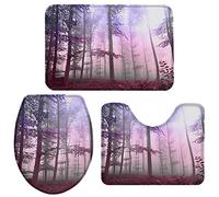 Alfombra De Baño 3 Piezas Fall Shades of Purple Juego de 3 alfombras Cómoda Alfombrilla Absorbente Alfombra Ducha para Dormitorio Cocina Entrada