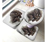 Alfombra De Baño 3 Piezas Funny Elephant The Elephant Sitting On The Toilet Juego De 3 Alfombras Transpirable Alfombrilla Cómoda Alfombra Ducha para Salón Dormitorio Entrada