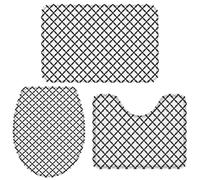 Alfombra De Baño 3 Piezas Geometric Black Morocco Pattern Alfombra Ducha Antideslizante Juego de 3 alfombras Lavable Alfombrilla para Entrada Piso Dormitorio