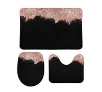 Alfombra De Baño 3 Piezas Gold Pink Black Girly Glitter Juego De 3 Alfombras Antideslizante Alfombrilla Absorbente Alfombra Ducha para Salón