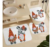 Alfombra De Baño 3 Piezas Halloween Gnomes Balloons Boo Cute Watercolor Alfombra Ducha Absorbente Alfombrilla Antideslizante Juego De 3 Alfombras para Entrada Salón Dormitorio