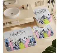 Alfombra De Baño 3 Piezas Happy Halloween Monsters Pumpkins Juego De 3 Alfombras Cómoda Alfombrilla Antideslizante Alfombra Ducha para Entrada Salón Dormitorio