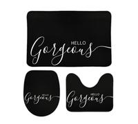 Alfombra De Baño 3 Piezas Hello Gorgeous Black White Minimalist Alfombra Ducha Transpirable Alfombrilla Antideslizante Juego De 3 Alfombras para Salón