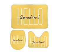 Alfombra De Baño 3 Piezas Hello Sunshine Yellow Modern Typography Alfombrilla Cómoda Juego De 3 Alfombras Antideslizante Alfombra Ducha para Salón Entrada Dormitorio