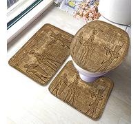 Alfombra De Baño 3 Piezas Hieroglyphic Carvings Exterior Walls Ancient Egyptian Temple Alfombrilla Antideslizante Juego De 3 Alfombras Absorbente Alfombra Ducha para Dormitorio Entrada Cocina