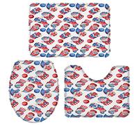 Alfombra De Baño 3 Piezas Independence Day American Flag Gnomes Alfombra Ducha Antideslizante Juego de 3 alfombras Cómoda Alfombrilla para Entrada Piso Dormitorio