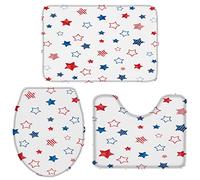Alfombra De Baño 3 Piezas Independence Day American Flag Star Juego de 3 alfombras Antideslizante Alfombrilla Lavable Alfombra Ducha para Cocina Piso Dormitorio