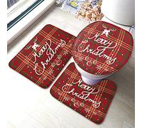 Alfombra De Baño 3 Piezas Merry Christmas Scottish Green Red Tartan Juego De 3 Alfombras Absorbente Alfombrilla Transpirable Alfombra Ducha para Cocina Dormitorio Entrada