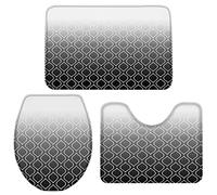 Alfombra De Baño 3 Piezas Morocco Black White Ombre Gradient Juego de 3 alfombras Antideslizante Alfombra Ducha Lavable Alfombrilla para Dormitorio Entrada Cocina