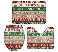 Alfombra De Baño 3 Piezas Motivational Merry Christmas Quotes Alfombrilla Antideslizante Juego de 3 alfombras Lavable Alfombra Ducha para Cocina Piso Dormitorio