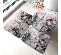 Alfombra De Baño 3 Piezas Paris City France Eiffel Tower Couple Under An Umbrella Black White Pink Alfombra Ducha Absorbente Juego De 3 Alfombras Antideslizante Alfombrilla para Cocina Salón