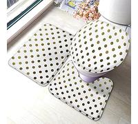 Alfombra De Baño 3 Piezas Polka Dot Swiss Dots Gold Bronze White Alfombrilla Transpirable Alfombra Ducha Antideslizante Juego De 3 Alfombras para Cocina Salón Dormitorio