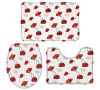 Alfombra De Baño 3 Piezas Red Poppy Flower Print Alfombrilla Lavable Juego de 3 alfombras Cómoda Alfombra Ducha para Entrada Cocina Piso