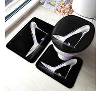 Alfombra De Baño 3 Piezas Silver Shoe Crystal White High Heel Shine Diamond Bright Dark Glass Alfombra Ducha Transpirable Alfombrilla Cómoda Juego De 3 Alfombras para Entrada Dormitorio Salón