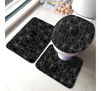 Alfombra De Baño 3 Piezas Spider Web Halloween Gothic Scary Netting Black Grey Juego De 3 Alfombras Cómoda Alfombrilla Absorbente Alfombra Ducha para Entrada Salón Dormitorio