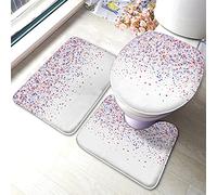 Alfombra De Baño 3 Piezas Stars Confetti 4Th of July American Democracy USA Scattered Stars Falling Blue Red Alfombra Ducha Cómoda Alfombrilla Antideslizante Juego De 3 Alfombras para Cocina