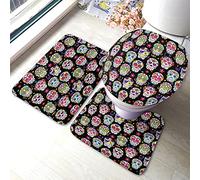 Alfombra De Baño 3 Piezas Sugar Skulls Day of The Dead Black Alfombra Ducha Transpirable Alfombrilla Antideslizante Juego De 3 Alfombras para Cocina Dormitorio Entrada