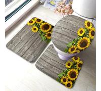Alfombra De Baño 3 Piezas Sunflower Sunflowers On The Wooden Board Autumn Juego De 3 Alfombras Antideslizante Alfombrilla Absorbente Alfombra Ducha para Cocina Salón Dormitorio