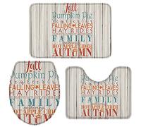 Alfombra De Baño 3 Piezas Thanksgiving Fall Harvest Time Juego de 3 alfombras Lavable Alfombrilla Antideslizante Alfombra Ducha para Piso Cocina Dormitorio