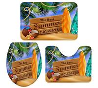 Alfombra De Baño 3 Piezas The Best Summer Holiday Print Juego de 3 alfombras Absorbente Alfombrilla Cómoda Alfombra Ducha para Dormitorio Piso Cocina