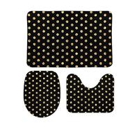 Alfombra De Baño 3 Piezas Trendy Black and Gold Polka Dots Pattern Alfombra Ducha Transpirable Alfombrilla Absorbente Juego De 3 Alfombras para Salón Entrada Dormitorio