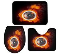 Alfombra De Baño 3 Piezas Trumpet Fire Arts Print Alfombrilla Antideslizante Juego de 3 alfombras Lavable Alfombra Ducha para Entrada Piso Dormitorio