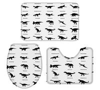Alfombra De Baño 3 Piezas Various Dinosaur Silhouettes Print Alfombra Ducha Absorbente Alfombrilla Cómoda Juego de 3 alfombras para Piso Entrada Dormitorio