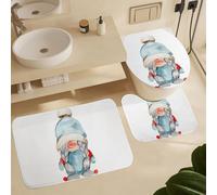 Alfombra De Baño 3 Piezas Watercolor Scandinavian Gnomes Christmas Winter Alfombra Ducha Antideslizante Alfombrilla Transpirable Juego De 3 Alfombras para Cocina Dormitorio Entrada