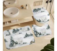 Alfombra De Baño 3 Piezas White Deer Fox Winter L Scape Alfombrilla Cómoda Juego De 3 Alfombras Transpirable Alfombra Ducha para Salón Entrada Dormitorio