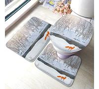Alfombra De Baño 3 Piezas Winter A Fox That Tries To Hunt Two Ducks In The River Alfombra Ducha Antideslizante Juego De 3 Alfombras Transpirable Alfombrilla para Entrada Cocina Salón