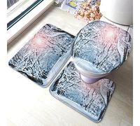 Alfombra De Baño 3 Piezas Winter Alley In Snowy Morning with Beautiful Trees On The Sides Alfombra Ducha Antideslizante Alfombrilla Cómoda Juego De 3 Alfombras para Salón Entrada Dormitorio