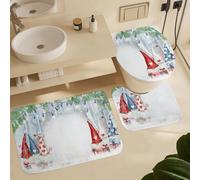 Alfombra De Baño 3 Piezas Winter Holidays Christmas Cartoon Gnomes Juego De 3 Alfombras Antideslizante Alfombrilla Absorbente Alfombra Ducha para Cocina Dormitorio Salón