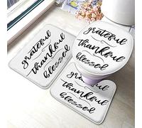 Alfombra De Baño 3 Piezas Wordart Grateful Thankful Blessed Black and White Simple Art Alfombra Ducha Cómoda Alfombrilla Absorbente Juego De 3 Alfombras para Cocina Dormitorio Entrada