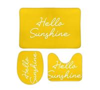 Alfombra De Baño 3 Piezas Yellow Hello Sunshine Alfombra Ducha Absorbente Alfombrilla Antideslizante Juego De 3 Alfombras para Cocina Salón Entrada