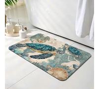 Alfombra de Baño 30 x 50 cm, Alfombra Baño Secado Rapido con Diatomita, Antideslizante Bañera Alfombras Animal, Super Absorbente Alfombrilla Ducha Antideslizante para Bañera, tortuga marina O-3918