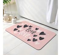 Alfombra de Baño 40 x 60 cm, Alfombra Baño Secado Rapido con Diatomita, Antideslizante Bañera Alfombras Rosa, Super Absorbente Alfombrilla Ducha Antideslizante para Casa y Cocina, Bañera, Amar O-392