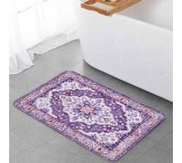 Alfombra De Baño 40X60Cm, Arte Geométrico Étnico Bohemio Morado del Siglo Medio Alfombra Interior De Bienvenida Personalizado Alfombrilla De Baño para Puerta Dormitorio Pasillo
