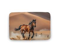 Alfombra de baño absorbente y antideslizante con diseño de caballos corriendo en la tormenta del desierto, duradera y de forro polar coral, ideal para baño, cocina, sala de estar y lavandería, 40 x
