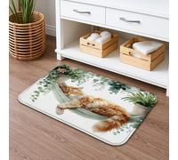 Alfombra de baño acogedora con forma de hamaca de gato, elegante diseño felino en acuarela, absorbente y antideslizante, de espuma viscoelástica natural, lavable, decoración de baño, 20 x 32 pulgadas